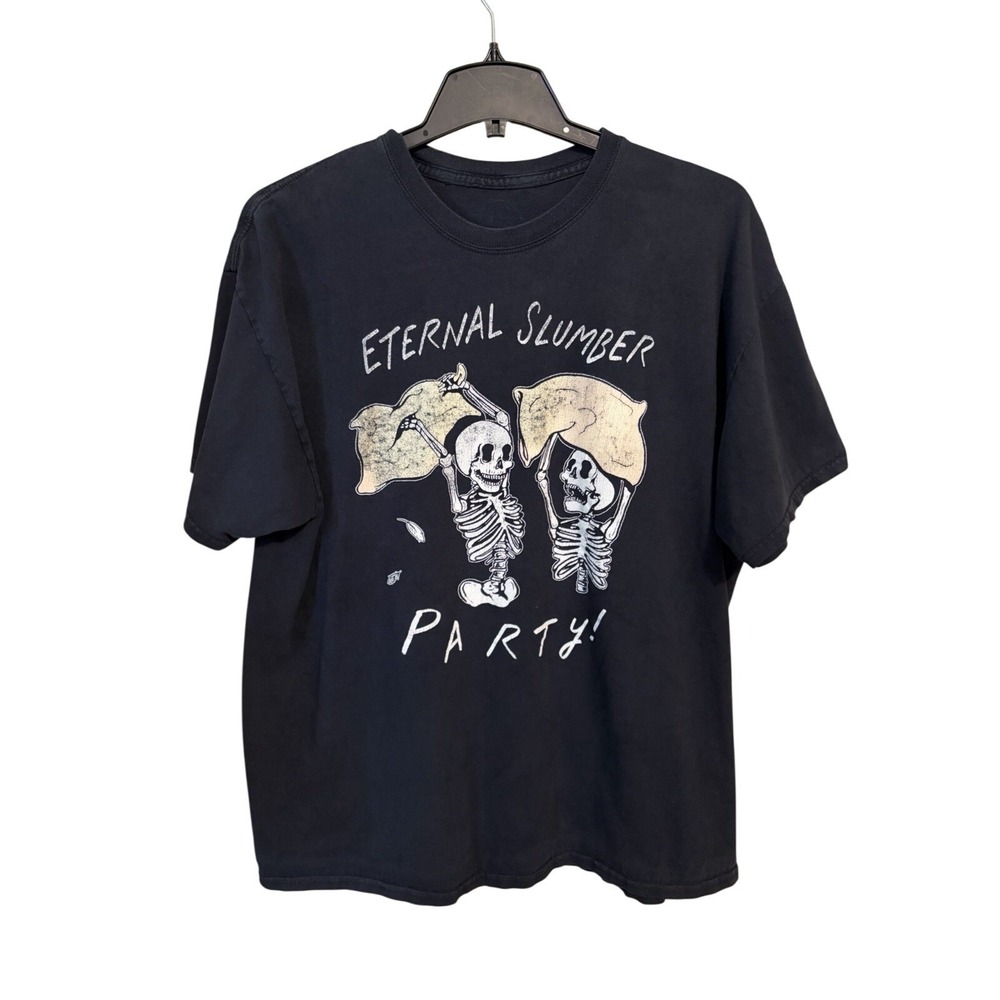 Eternal Slumber Party (Estimated Size L) Black Skeletons T Shirt Halloween Metal